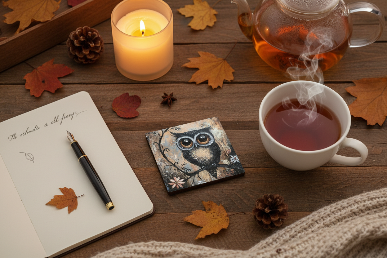 Ceramic Owl Coaster - Cozy Desk